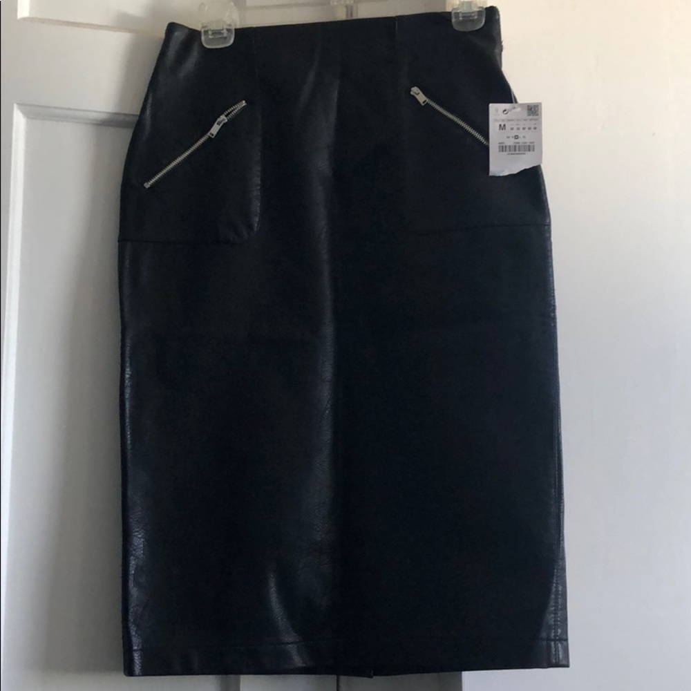 Black Faux Leather pencil skirt